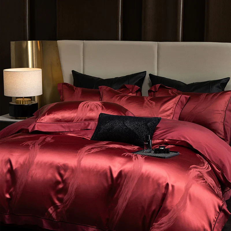 Afralia™ Silky Satin Jacquard Egyptian Cotton Luxury Duvet Bedding Set