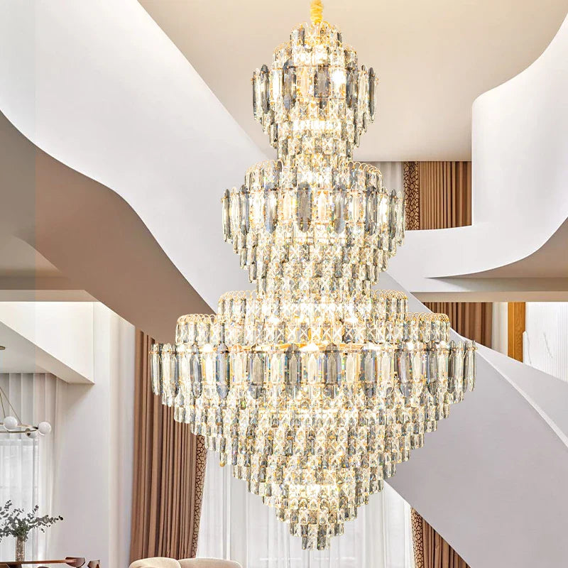 Afralia™ Sparkle Spiral Staircase Chandelier - Modern High Living Room Crystal Light