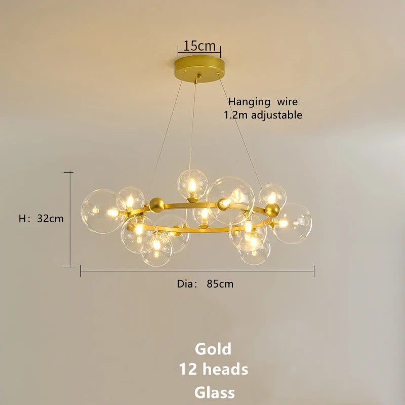 Afralia™ Magic Beans Glass Ball LED Ceiling Chandelier for Home Decor Lighting
