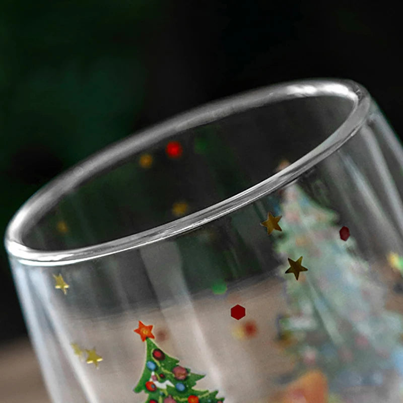 Afralia™ Double Wall Glass Mug - Festive Heat-Resistant Cup for Coffee or Water