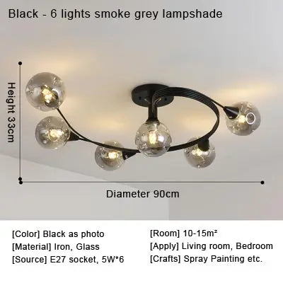 Afralia™ Glass Nordic Ceiling Chandelier for Home Decor Lighting