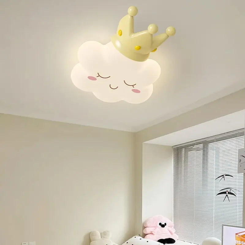 Afralia™ Pink Bow Cloud Ceiling Lamp for Princess Room, Modern & Romantic Girl Bedroom Explicit