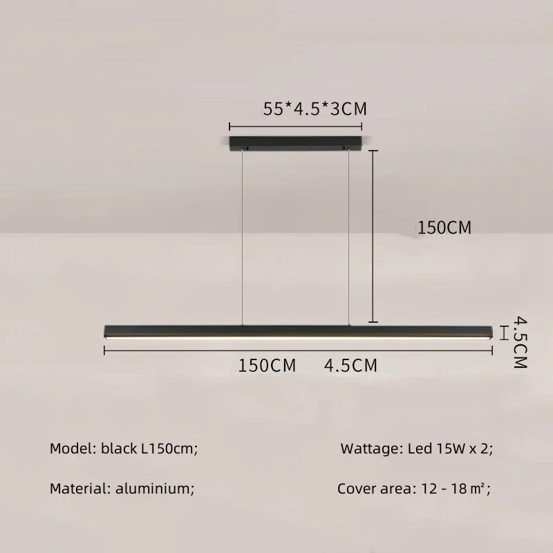 Afralia™ Modern Straight Pendant LED Light - Minimalist Painted Aluminium Chandelier