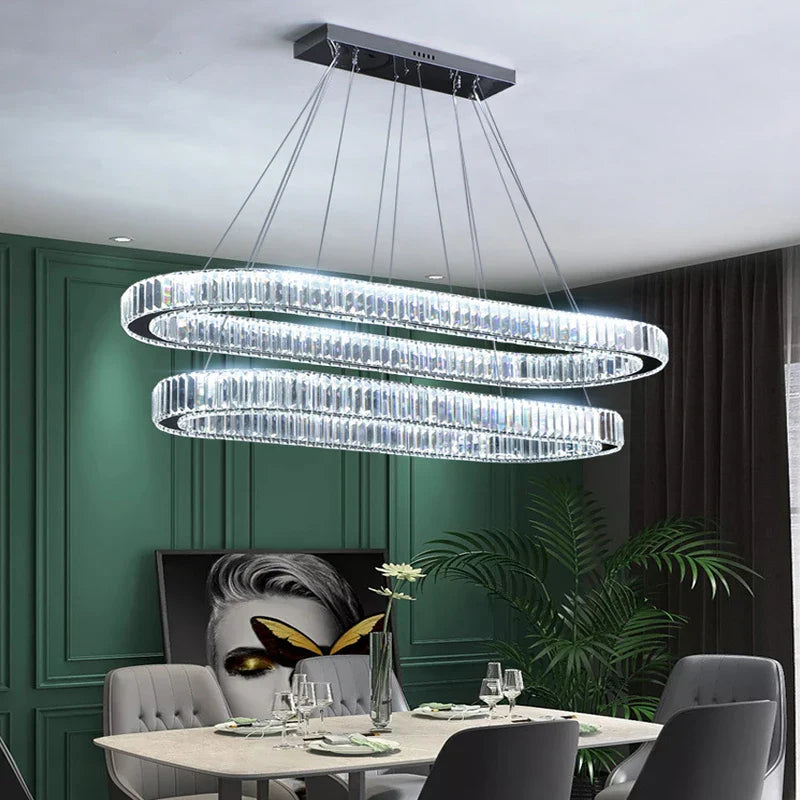 Afralia™ Luxury Crystal Pendant Chandelier for Home Dining Room Bar LED Decor