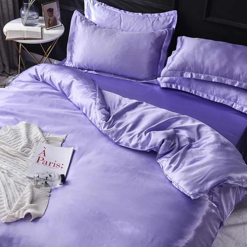 Afralia™ Ice Rayon Satin Bedding Set: Cooling, Soft, Summer Comfort for Twin-Double Bed