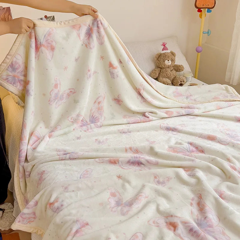 Afralia™ Cartoon Milk Velvet Blanket: Soft Coral Fleece Summer Sofa Cover & Queen Blanket