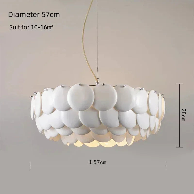 Afralia™ White Ceramic Round LED Chandelier for Artistic high-end Decor