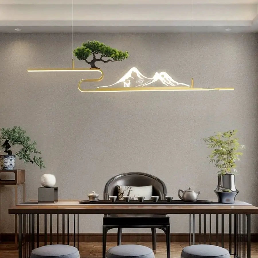 Afralia™ Acrylic Mountain Peak Pendant Lights for Chinese Living Room Study Zen Restaurant