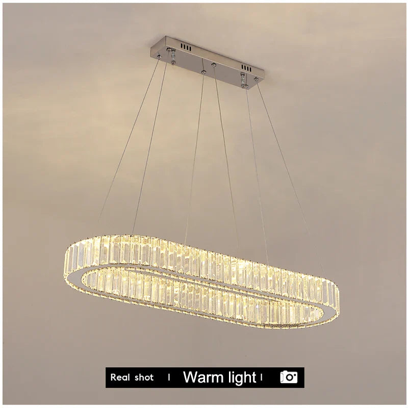 Afralia™ Crystal Oval LED Chandelier: Luxury Lighting Fixture for Living Room - Modern Design