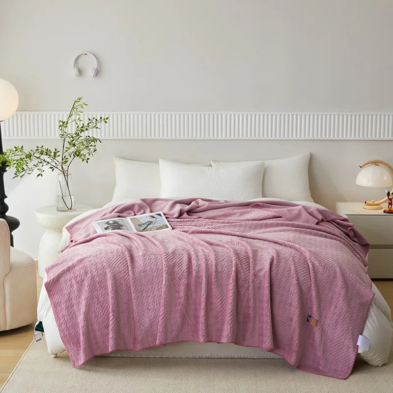 Afralia™ Jacquard Milk Velvet Air Conditioning Blanket | All Seasons Warmth & Travel Shawl