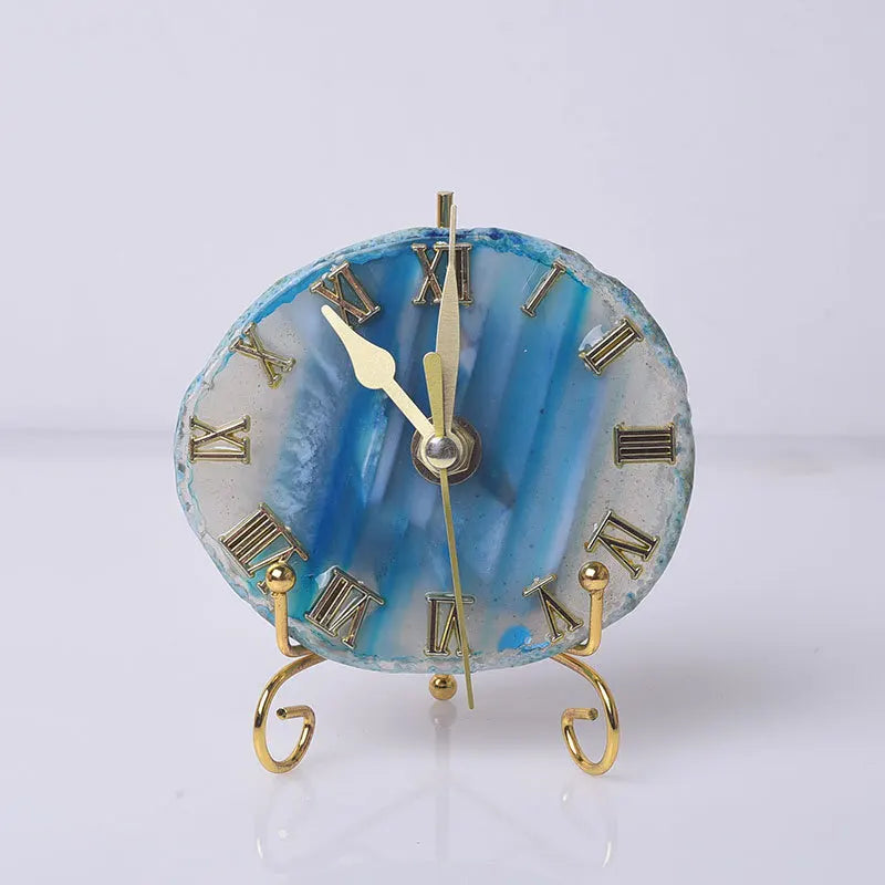 Afralia™ Agate Stone Gold Digital Clock for Home Decoration