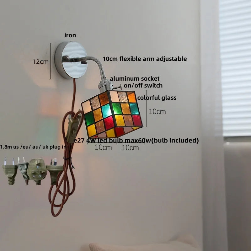 Afralia™ Modern Colorful Glass Wall Sconce with Pull Chain for Aisle Living Room