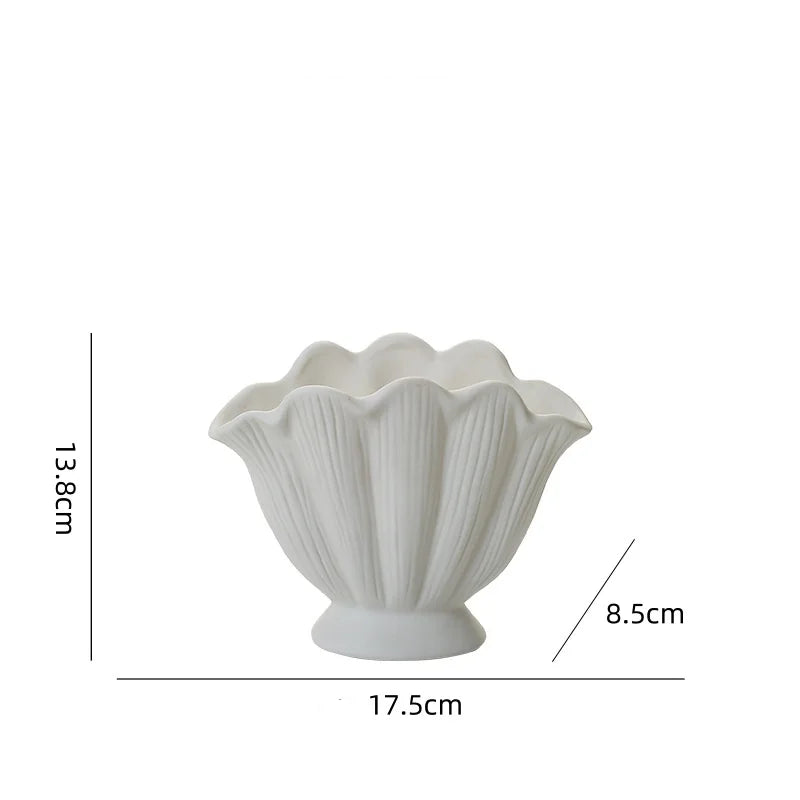 Afralia™ Vintage Shell Shape Ceramic Vase for Home Decoration and Flower Arrangement