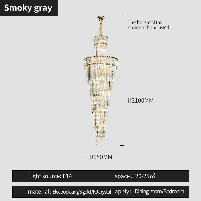 Afralia™ Crystal Spiral Chandelier Duplex for Modern Spaces