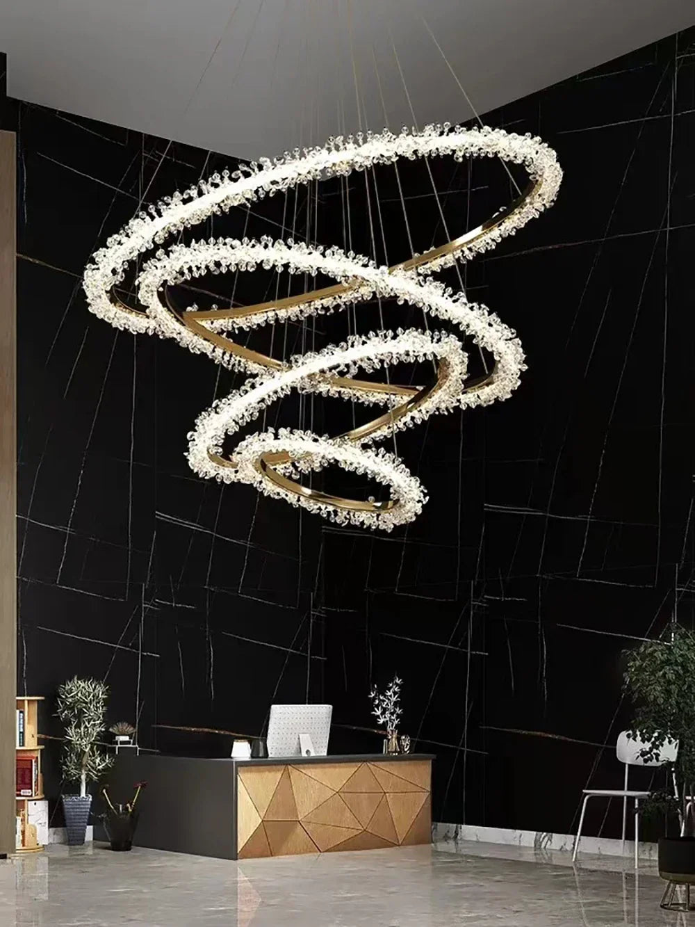 Afralia™ Luxury Crystal Pendant LED Chandelier for Living Dining Bedroom