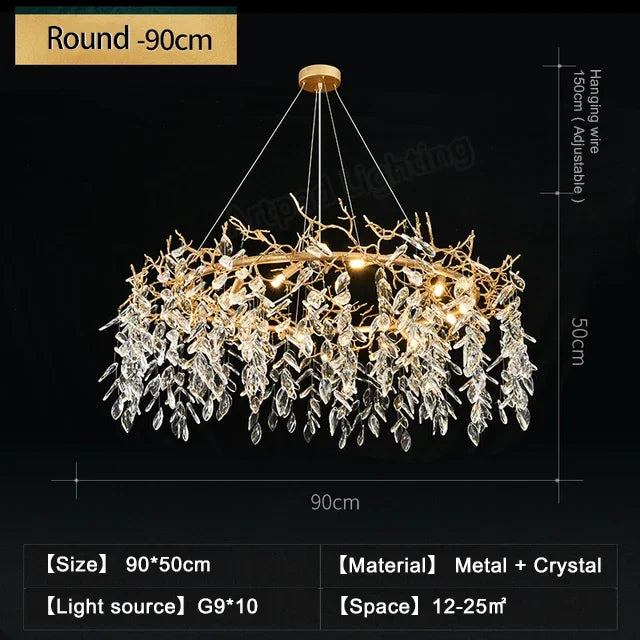 Afralia™ Luxury Crystal Chandeliers: Modern Metal Hanging Lamp for Dining Living Room Hotel Hall