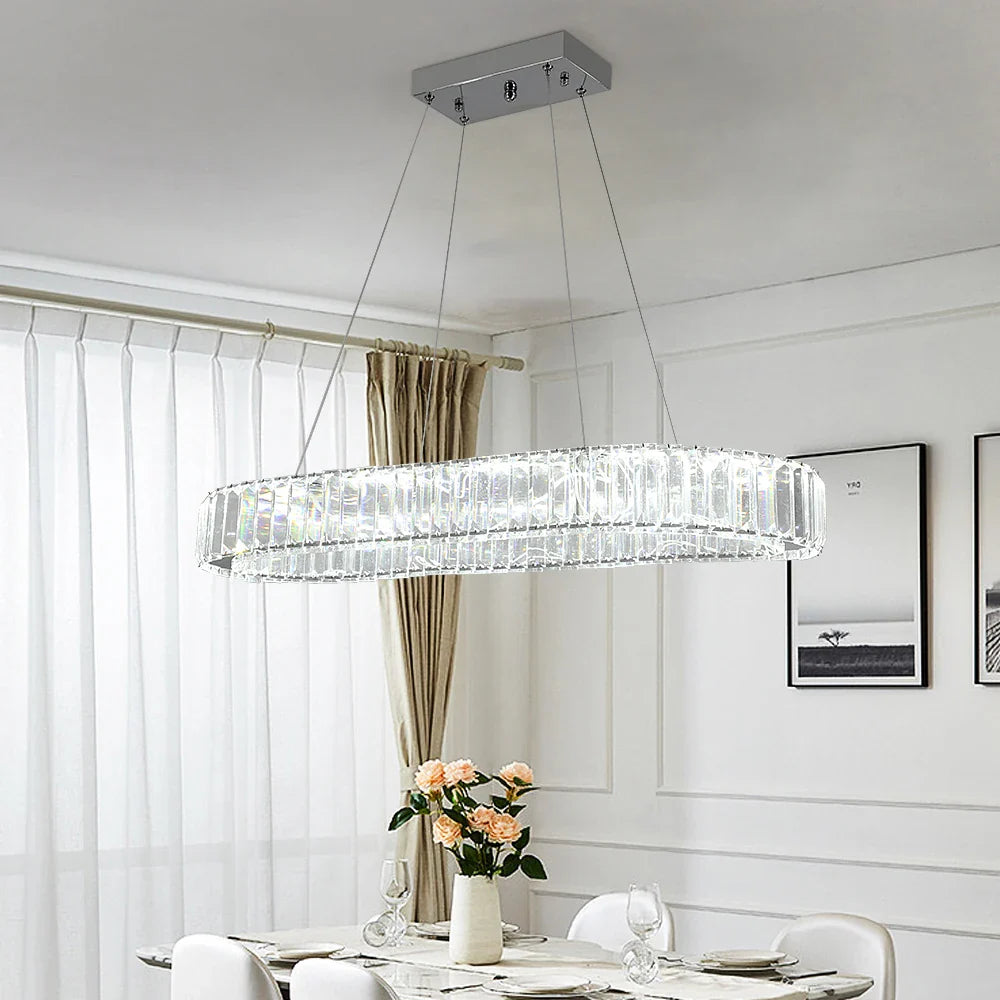 Afralia™ Crystal Oval LED Chandelier: Nordic Design Pendant Light for Living, Bedroom, Hotel