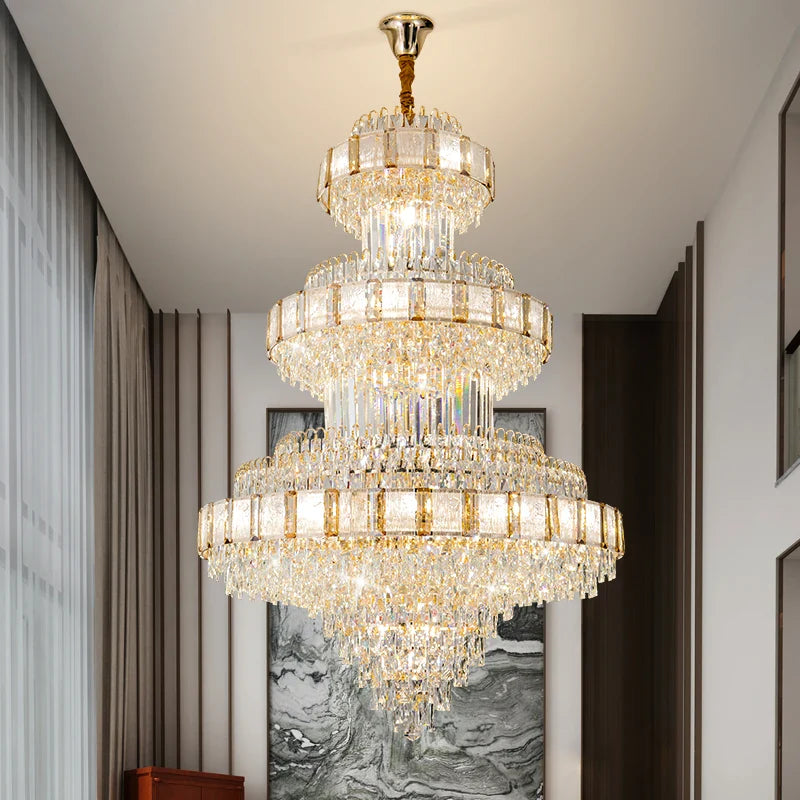 Afralia™ Crystal Chandelier: Modern European Loft Duplex Villa Staircase Lighting