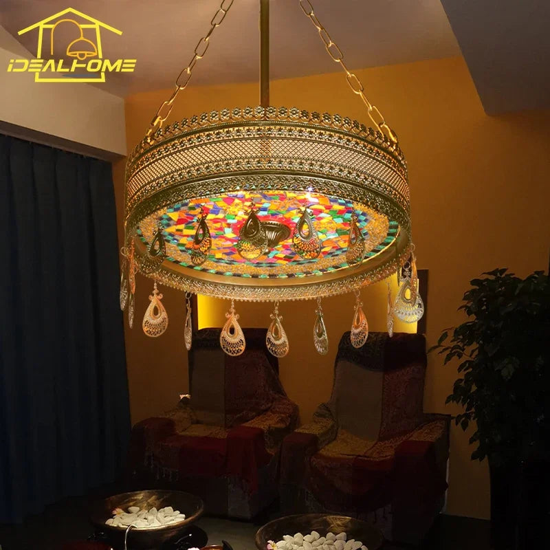 Afralia™ Bohemian Exotic Stained Glass Pendant Lights for Home Decor and Hospitality