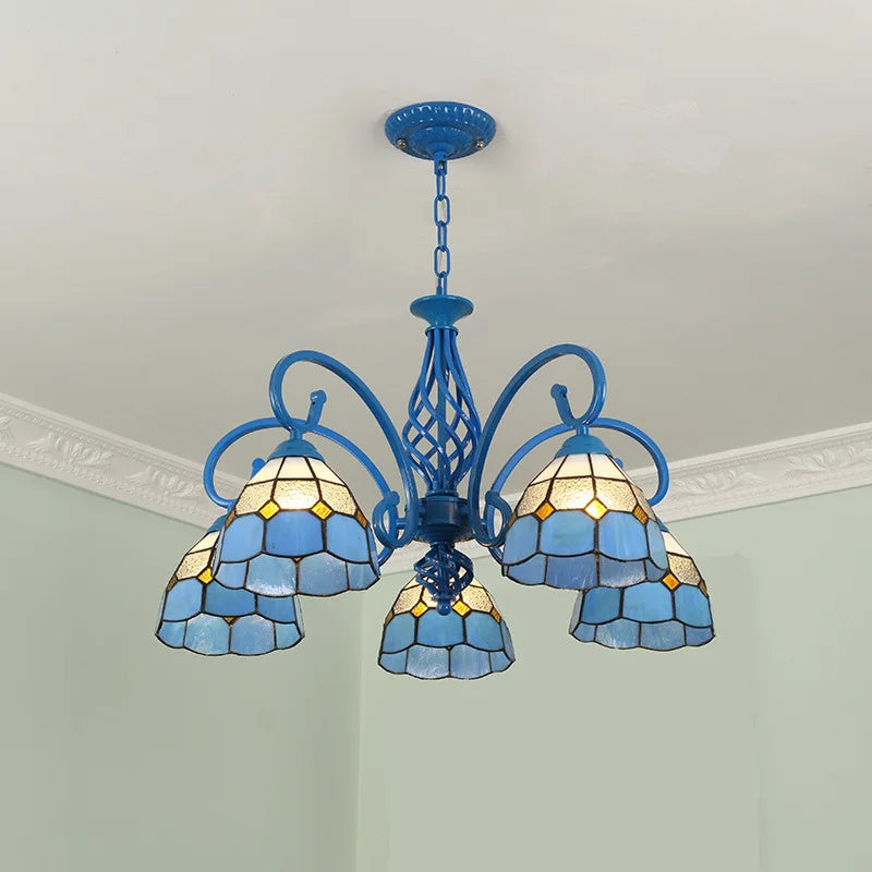 Afralia™ Retro Tiffany Lampshade LED Chandelier for Home Lighting