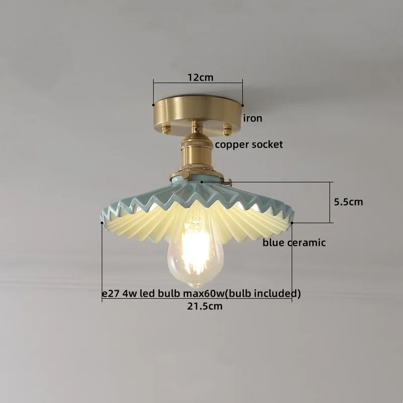 Afralia™ LED Copper Ceramic Ceiling Light for Home Indoor Modern Lighting