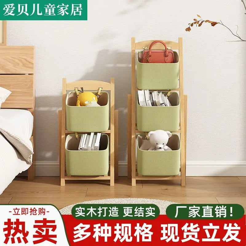 Afralia™ Solid Wood Storage Rack: Multi-layer Organizer for Living Room, Bedroom, Toys & Snacks