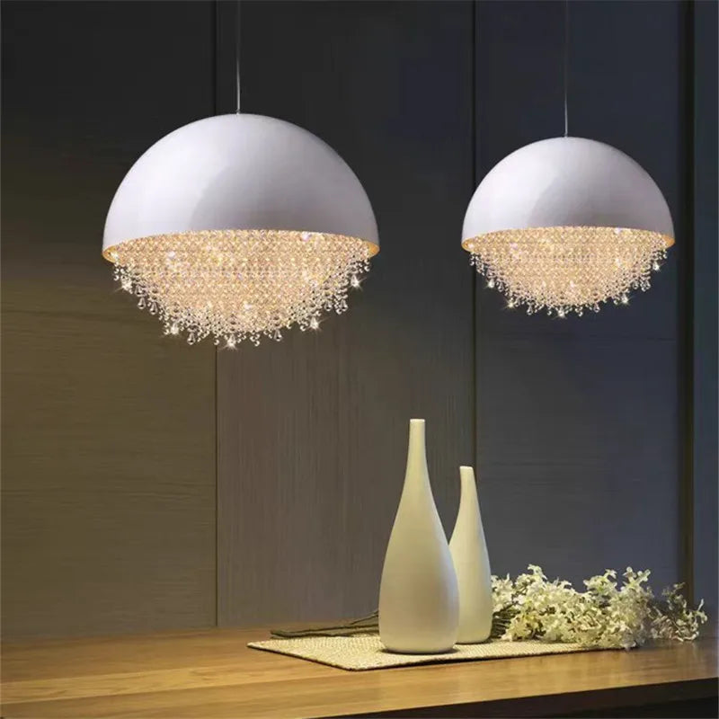 Afralia™ Round Crystal Chandelier: Luxury LED Tassel Lamp for Elegant Living Room & Restaurant Decor