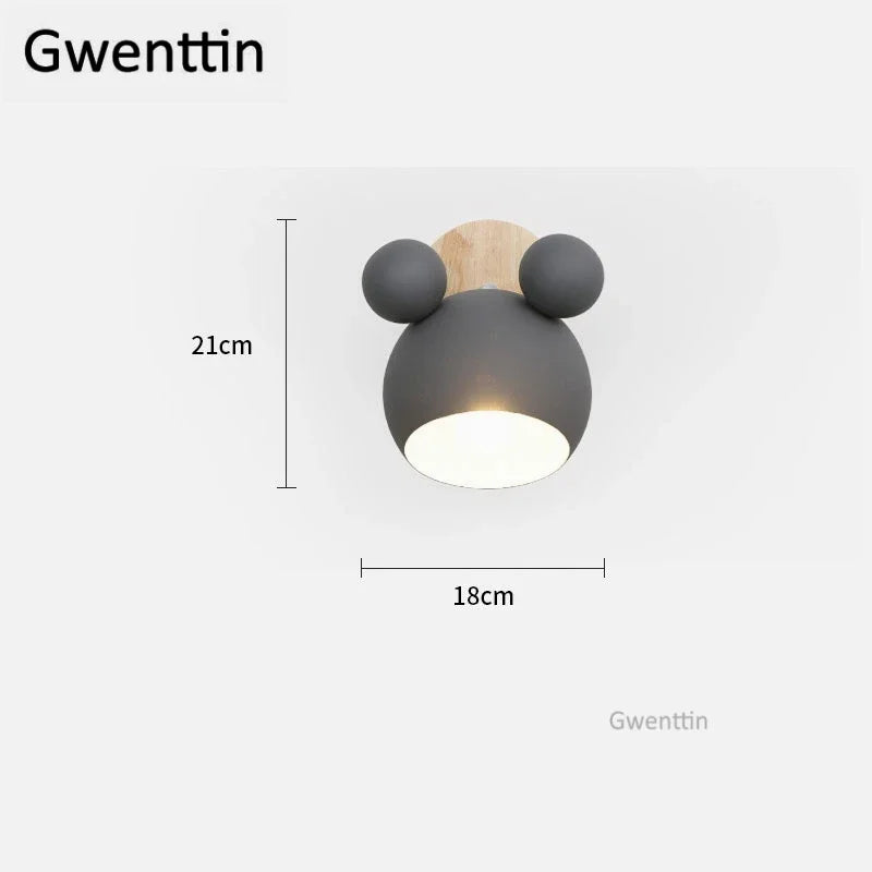 Afralia™ Cartoon Mouse Wall Lamp | Nordic LED Sconce for Kids' Room & Bedroom