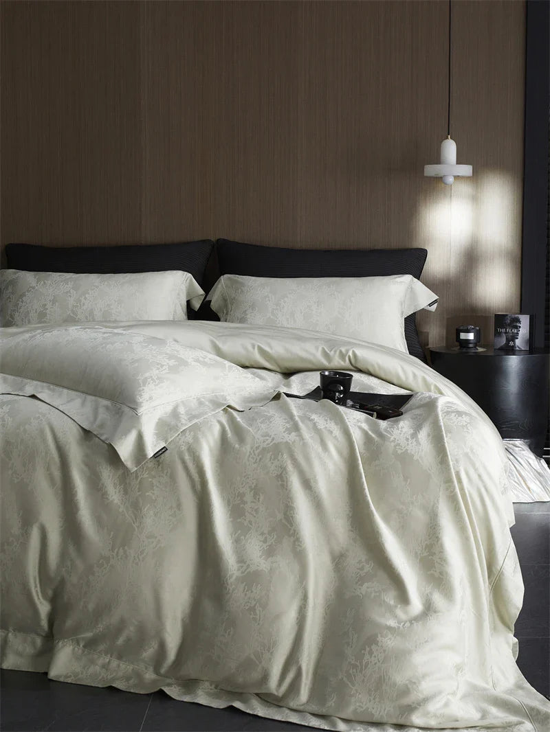 Afralia™ Vintage Jacquard Lyocell Cotton Luxury Bedding Set: Soft Silky 4Pcs