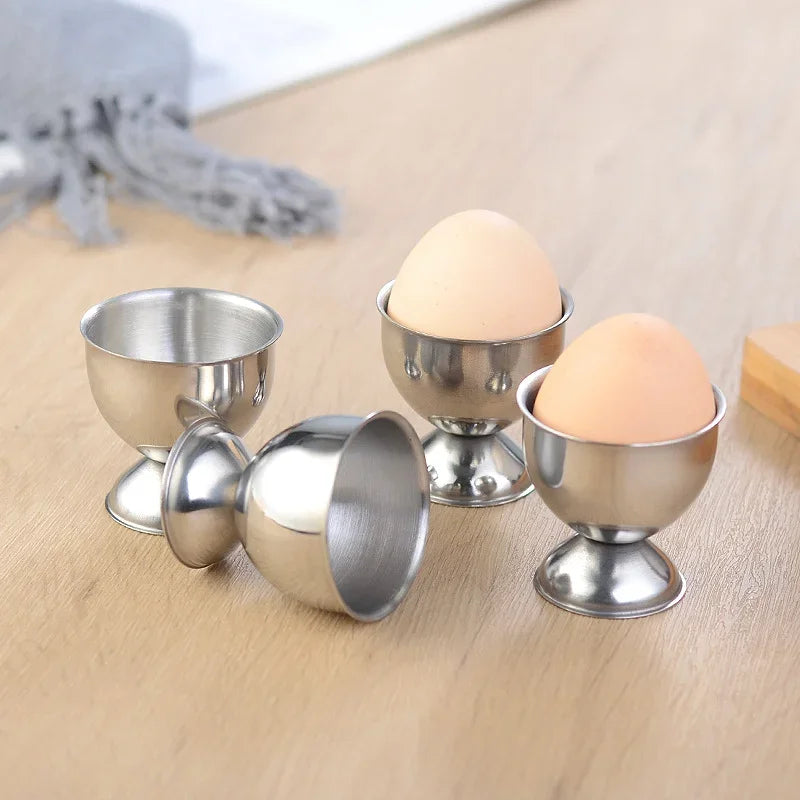 Afralia™ Stainless Steel Egg Cups Holder Set for Soft Boiled Eggs, Kitchen Breakfast Tool