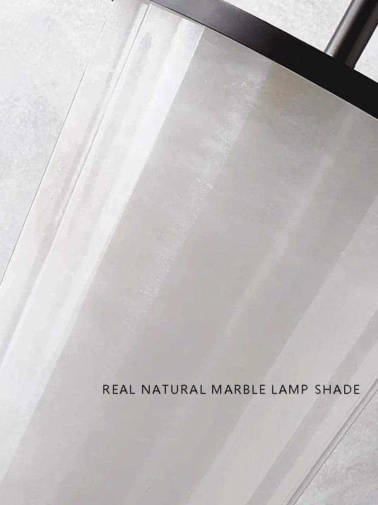 White Spanish Marble Pendant Lamp by Afralia™: Copper Hanging Lustres for Dining & Bedside