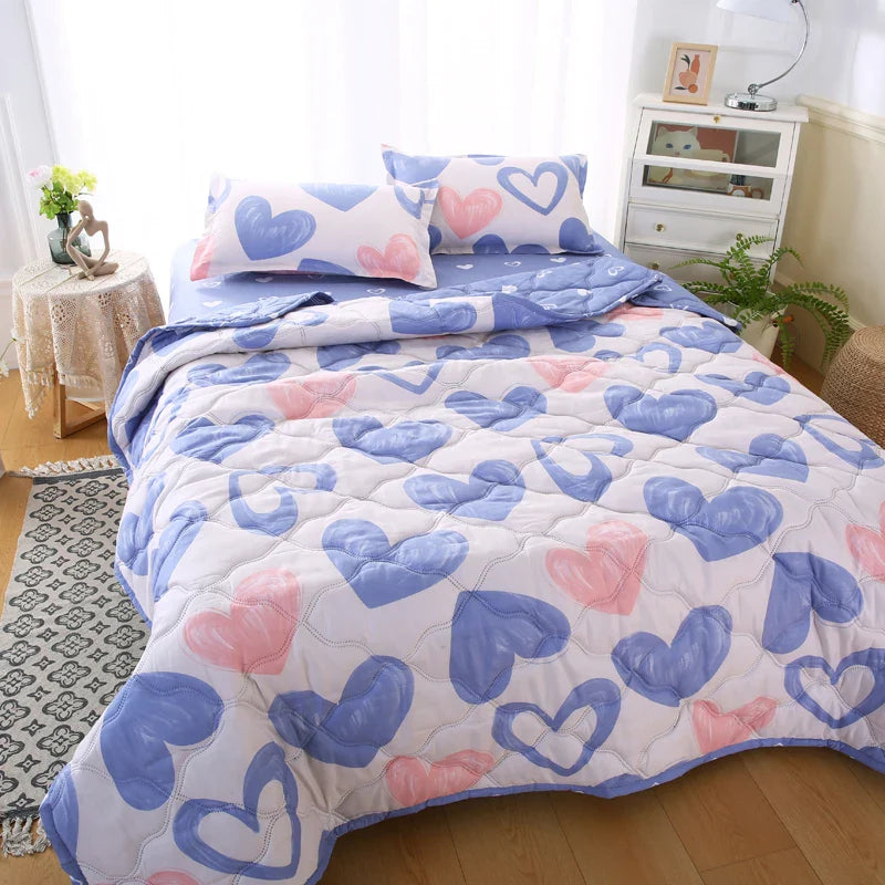 Afralia™ Daisy Print Quilted Summer Quilt Set in Soft Breathable Fabric