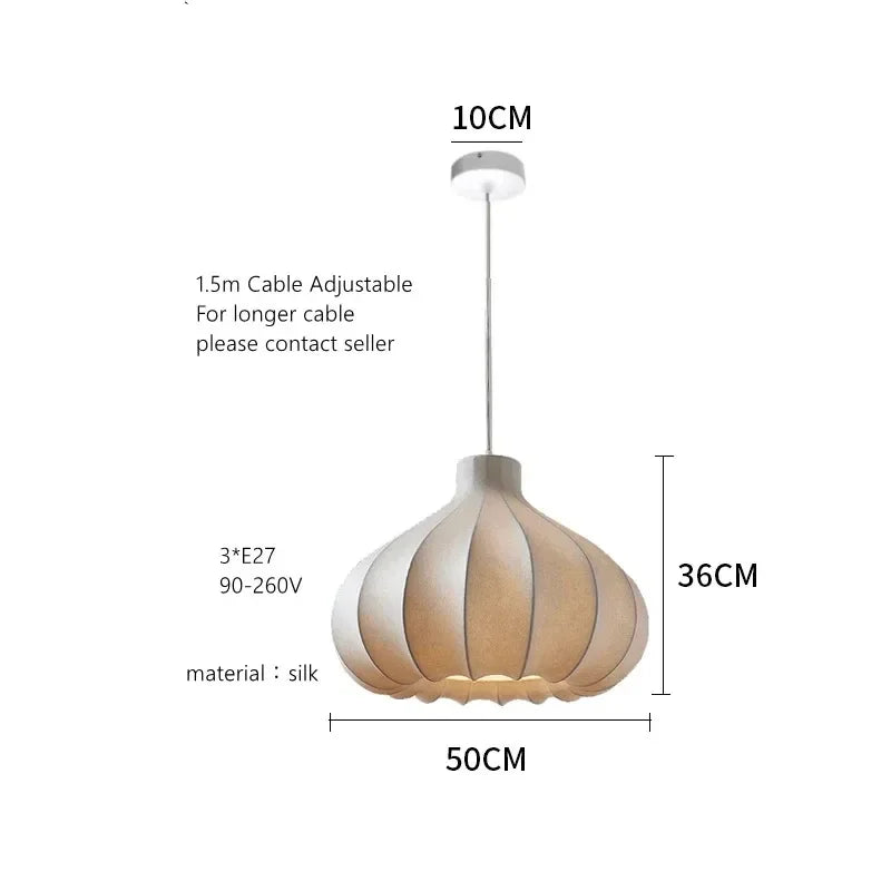 Afralia™ Silk Cocoon Pendant Light for Living Room Bedroom Dining Decor