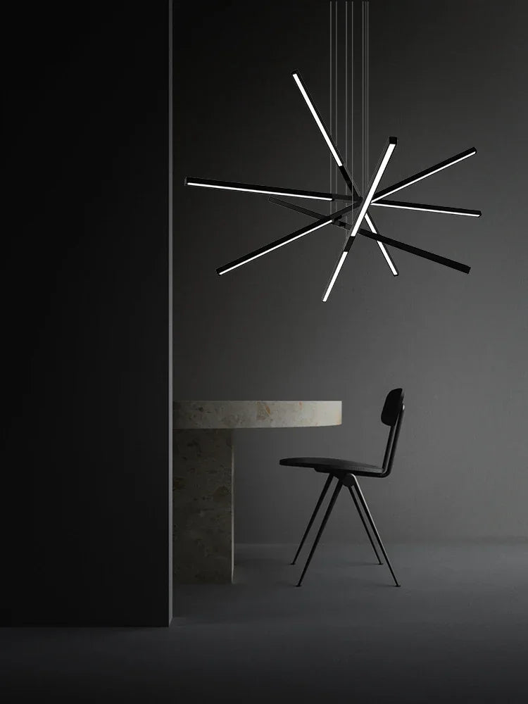 Afralia™ Black Nordic Minimalist Chandelier for Living Room, Staircase, and Restaurant Lighting