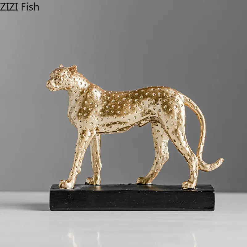 Afralia™ Resin Leopard Cheetah Sculpture - Decorative Imitation Animal Figurine