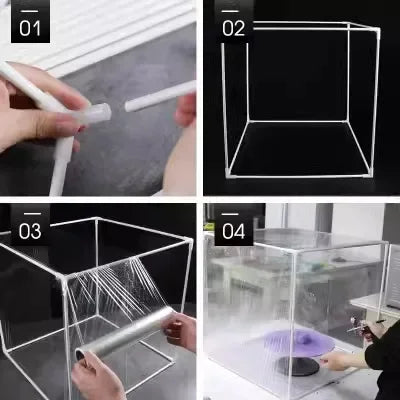 Afralia™ Mousse Sandblasting Chocolate Spray Gun Anti-Fog Splash-Proof Dust Cover Bracket 50X50Cm