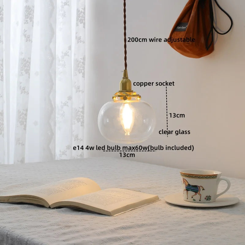 Afralia™ Clear Glass LED Copper Chandelier Pendant Light for Modern Home Decor.