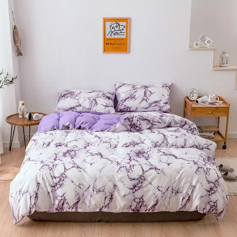 Afralia™ Marble Print Duvet Cover Set - Soft Comfortable Bedding Set
