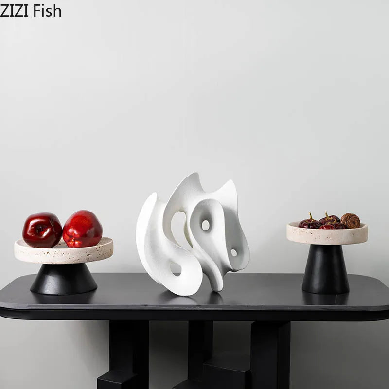 Afralia™ Geometric Resin Sculpture Desk Decoration Hollow Out Ornaments Abstract Handicrafts