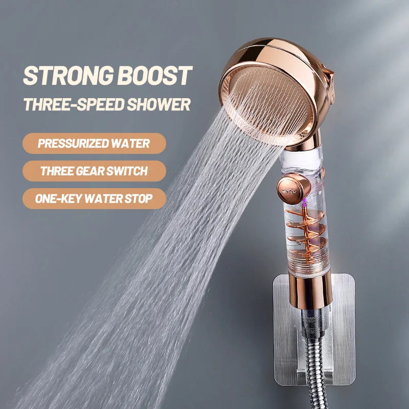 Afralia™ 3-in-1 High Pressure Shower Head with Stop Key & Filter Handheld Sprayer