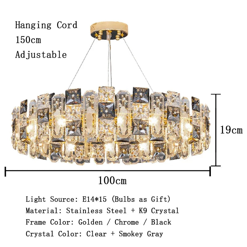Afralia™ Crystal Pendant Chandelier for Modern Living Room and Restaurant Lighting