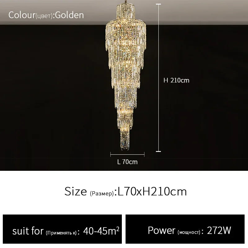 Afralia™ Luxury Crystal Chandelier for Villa Living Room, Hotel Hall, Duplex Floor, Rotating Staircase