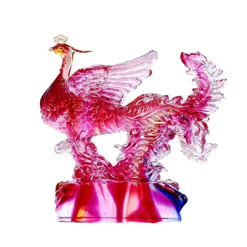 Afralia™ Phoenix Dance Glass Bath for Wealth Feng Shui Ornament