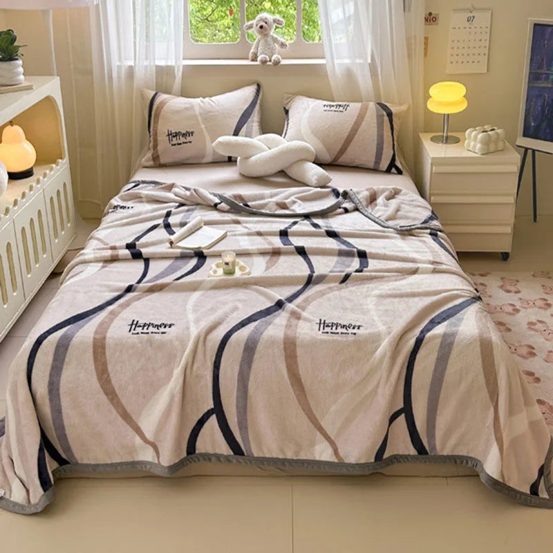 Afralia™ Flower Printed Milk Velvet Blanket: Soft Sofa Cover for Winter Warmth