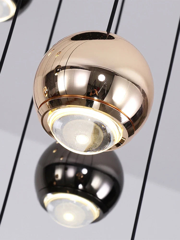 Afralia™ Crystal Ball Pendant Light for Modern Living Room, Black & Gold Luxury Fixture