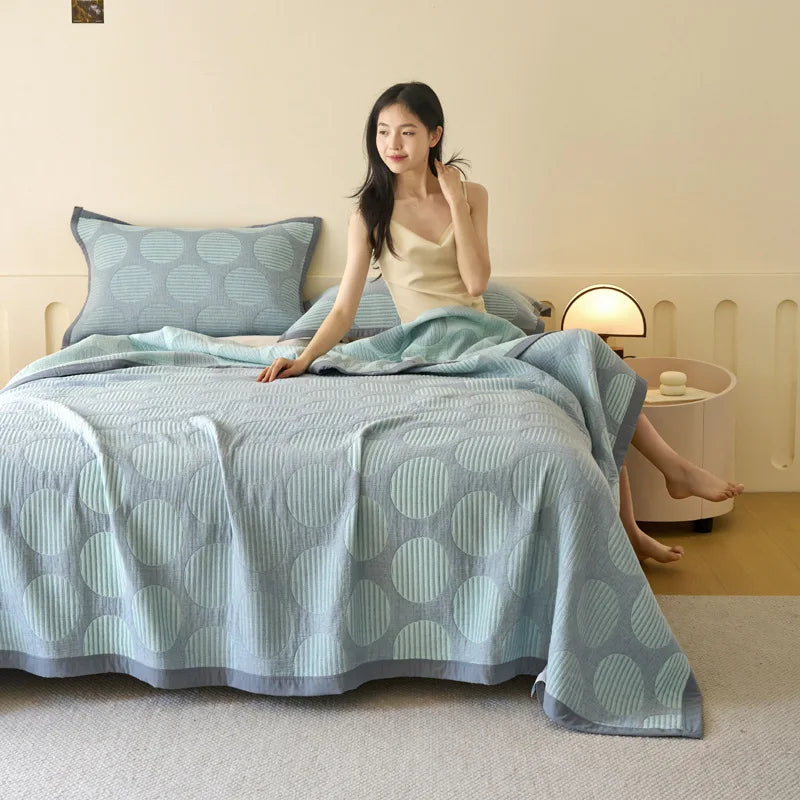 Afralia™ Cotton Three-Layer Towel Blanket with Pillow - Summer Cool Quilt