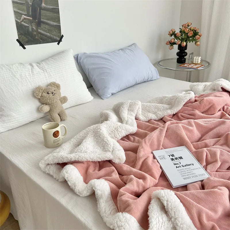 Afralia™ Cozy Lamb Wool Blanket: High-Quality Warm Velvet Quilt for All Seasons.