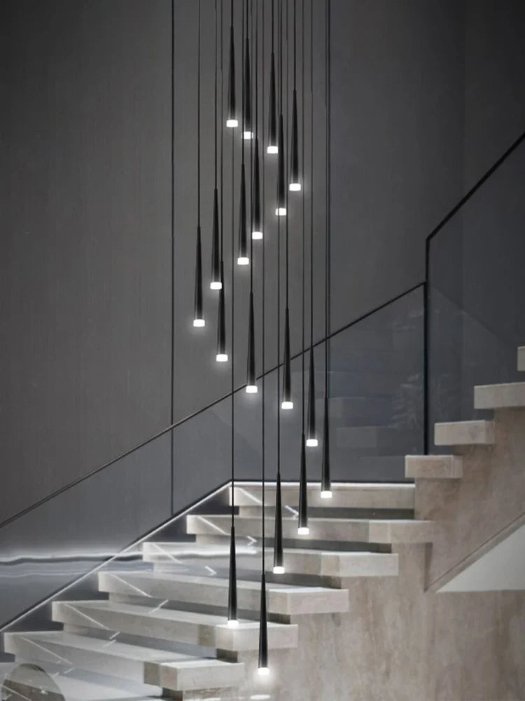 Afralia™ Modern LED Staircase Pendant Chandelier for Living Room Lighting