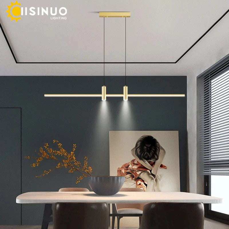 Afralia™ Adjustable LED Pendant Light in Black/Gold for Office Dining Living Room