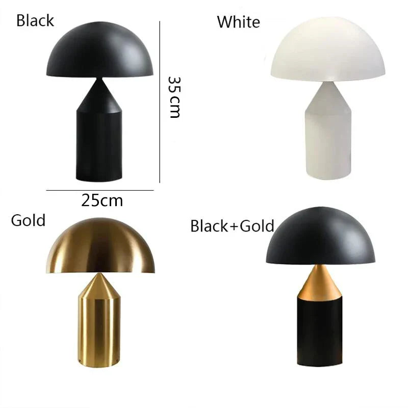 Afralia™ Black Iron Mushroom Table Lamp, Nordic Design, Gold Accent, Living Room Bedroom Light